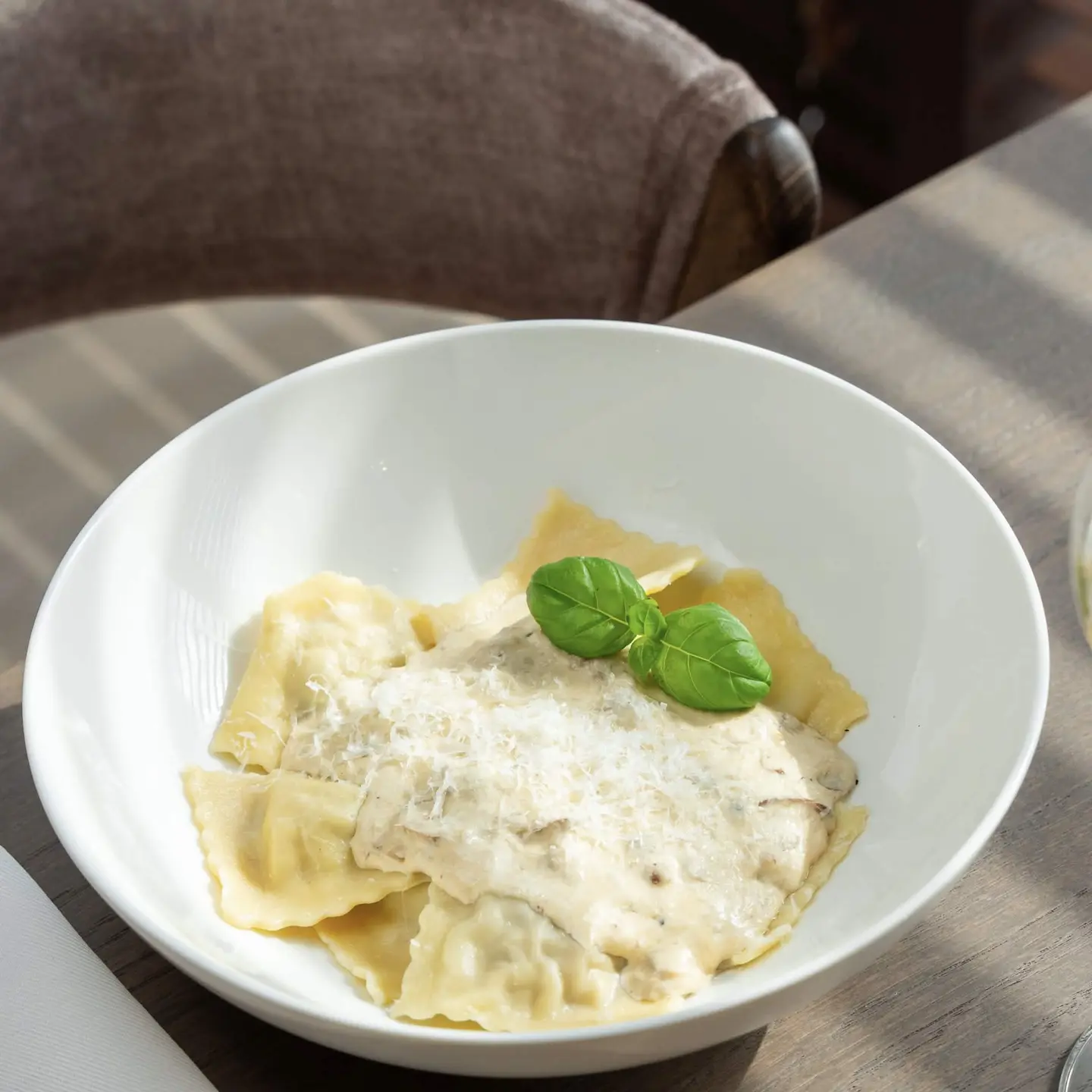 Chicken Ravioli in Porcini Mushroom Sauce