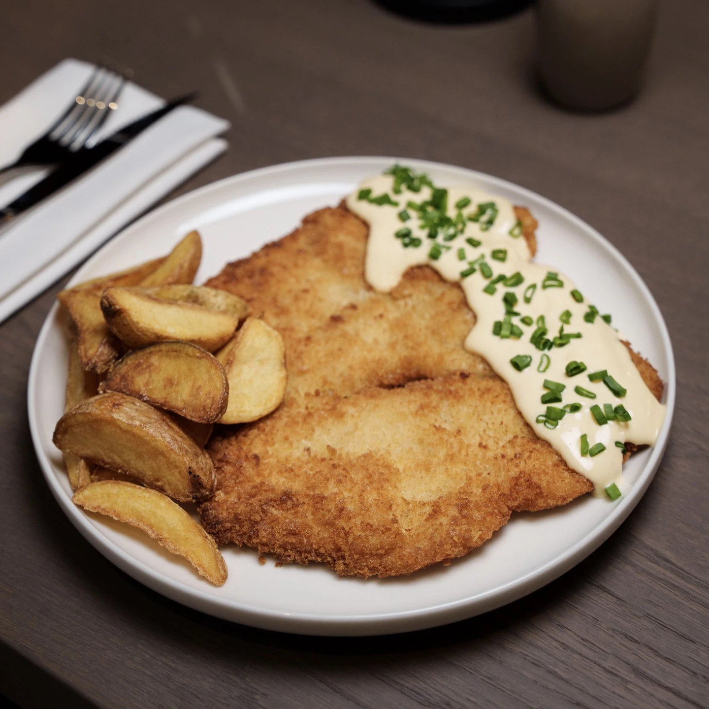 Crispy Chicken Schnitzel with Potato Wedges