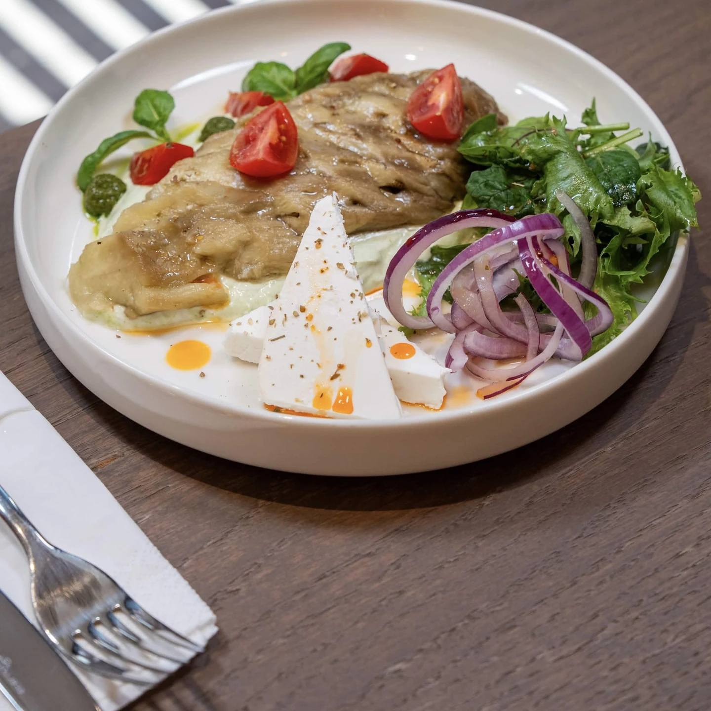 Eggplant with Yogurt and Pesto Sauce
